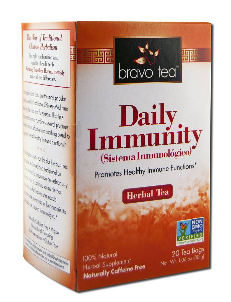 Bravo Tea Daily Immunity Herbal Tea - 20 Tea Bags, 30g