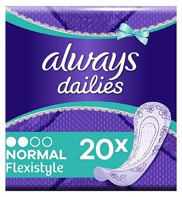 Always Dailies Flexistyle Panty Liners Normal 20 Pack