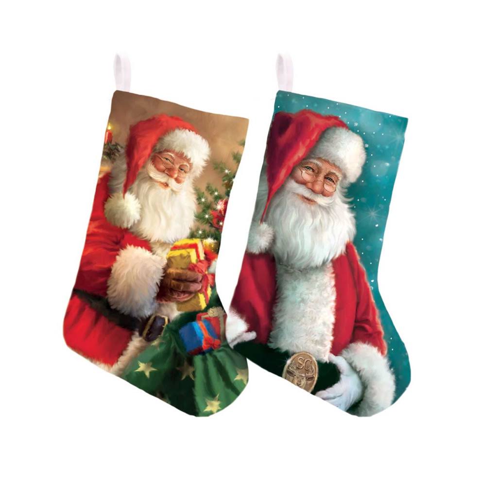 Tallon Traditional Santa Design Printed Plush Stocking