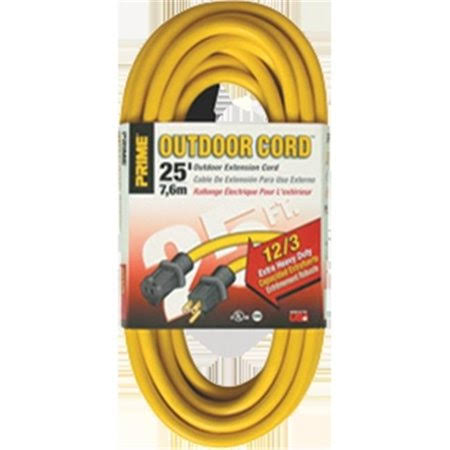 Prime Wire and Cable EC500825 12/3 SJTW Jobsite Outdoor Extension Cord - Yellow, 25'