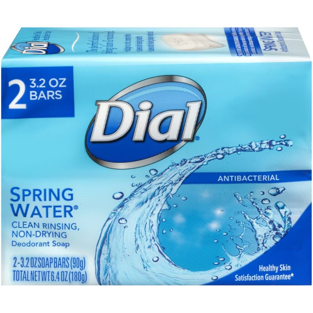 Dial Spring Water Antibacterial Deodorant Soap - Clean & Fresh, 2ct