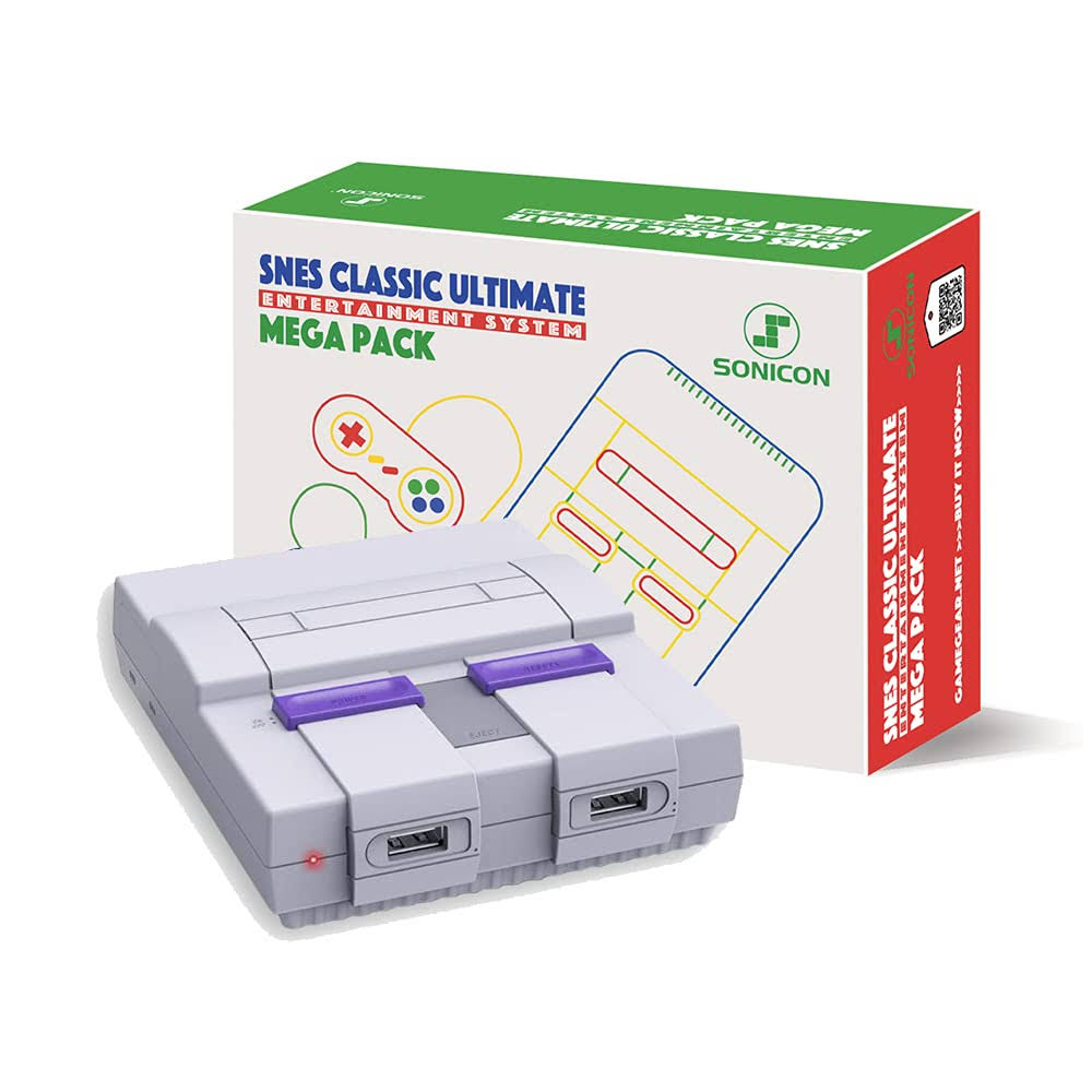 Sonicon Preloaded SNES Classic Edition Mini Retro Console Compatible with Nintendo NES, Super Nintendo, Sega Genesis Emulator, Full Collection of NES