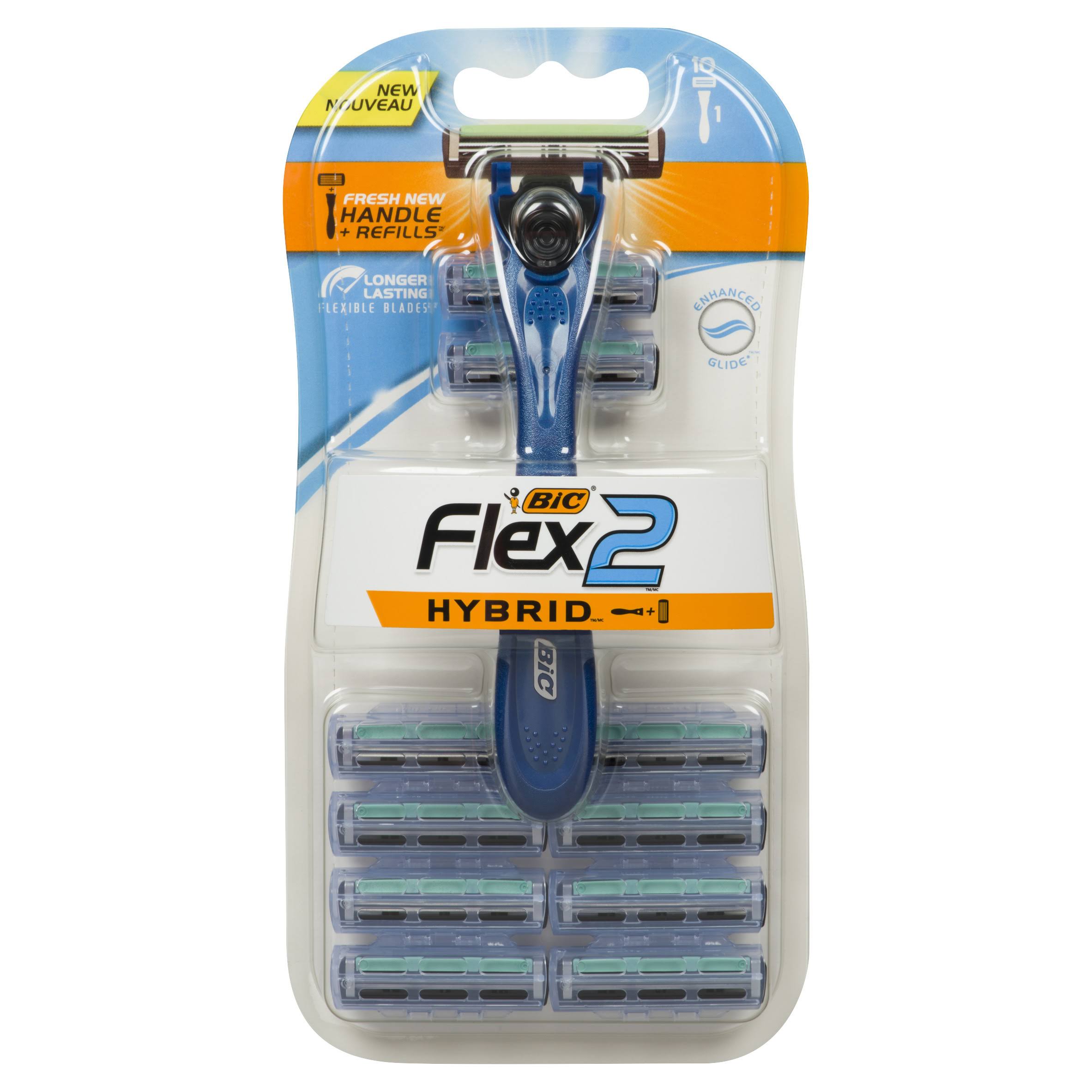 BIC Flex 2 Hybrid Men's Twin Blade Razor - 10 Cartridges