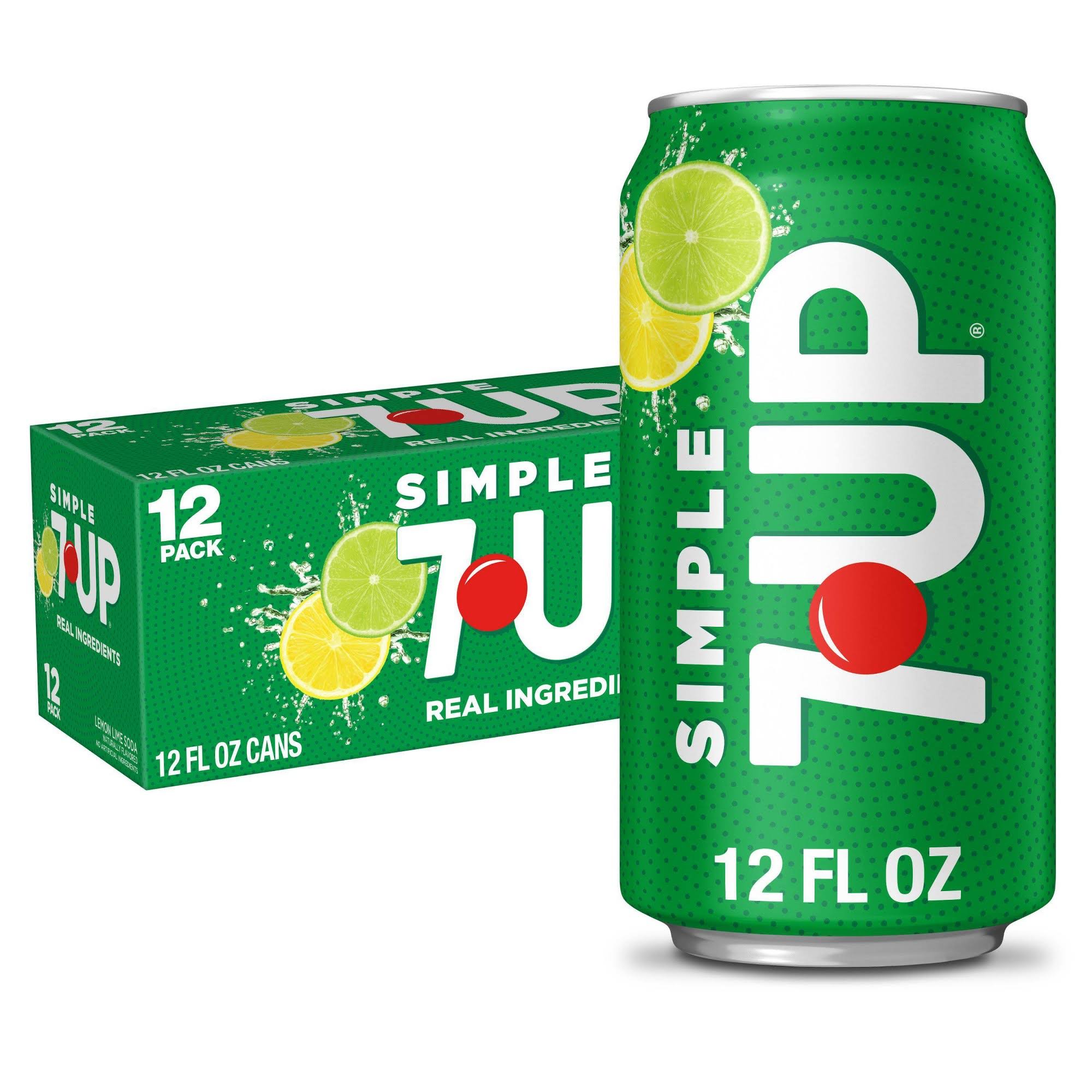 7-Up Simple Soda, Lemon Lime, 12 Pack - 12 pack, 12 fl oz cans