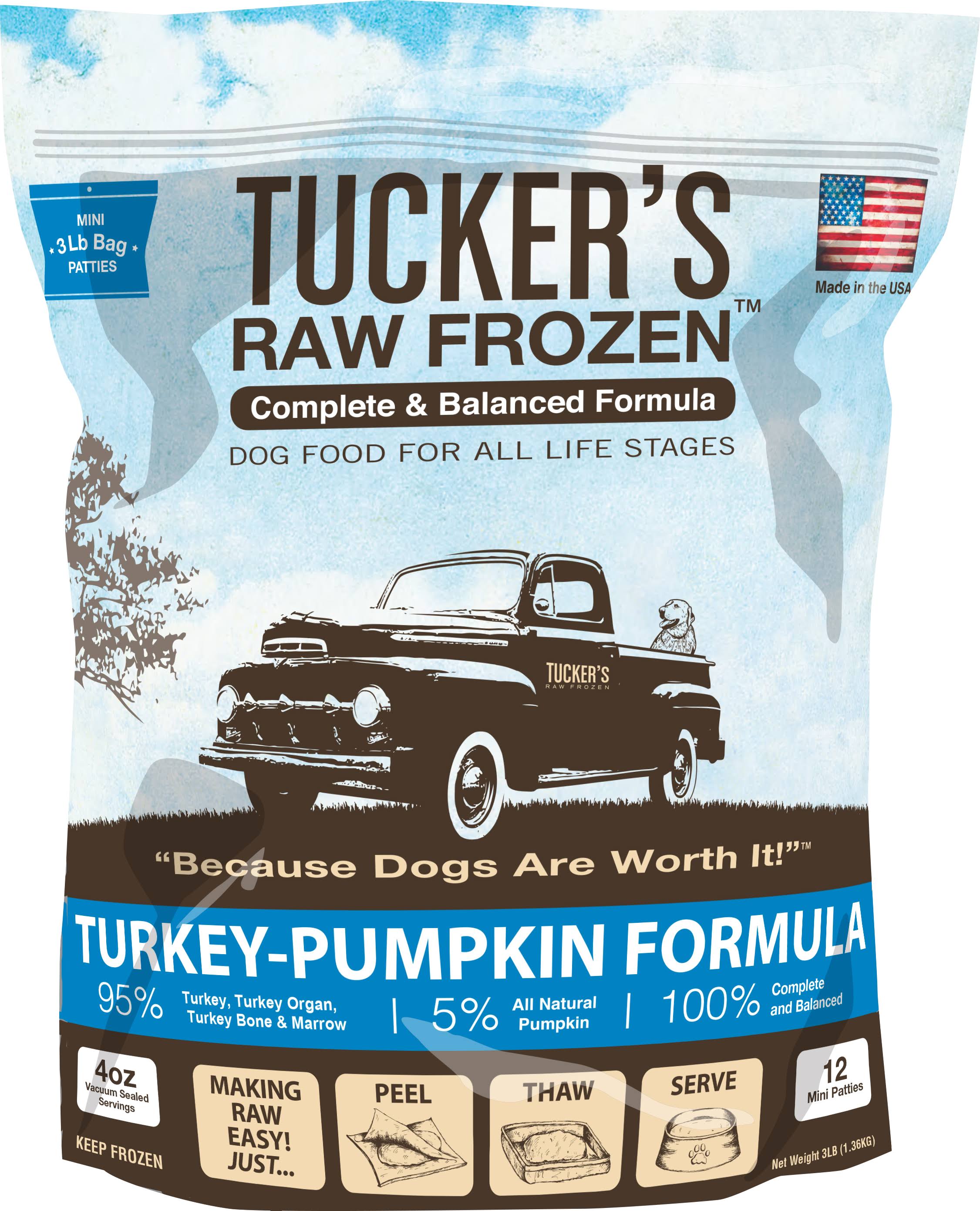 Tucker's Raw Frozen Turkey Pumpkin 3lb Dog Food