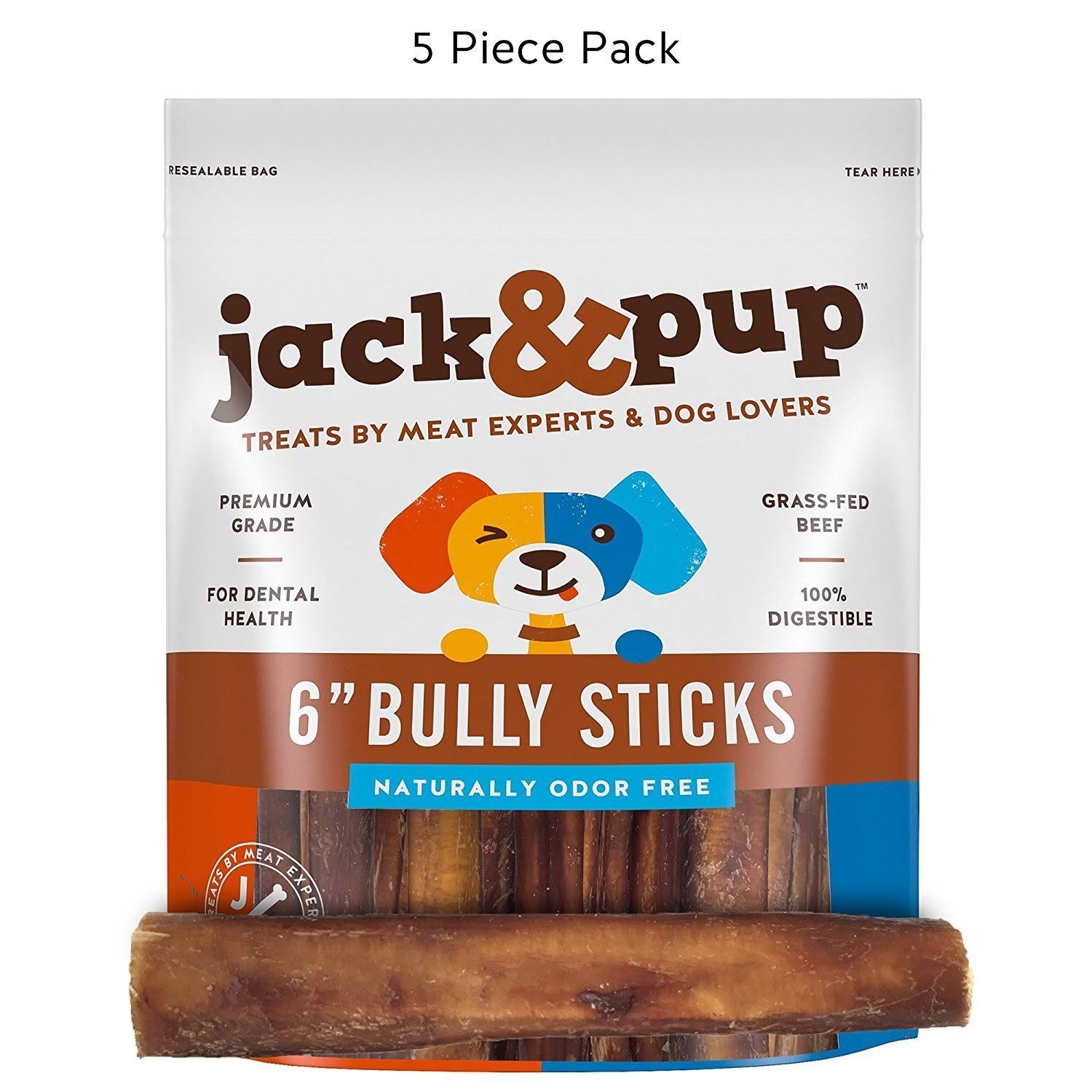 Jack&Pup 6-inch Premium Grade Odor Free Bully Sticks Dog Tre