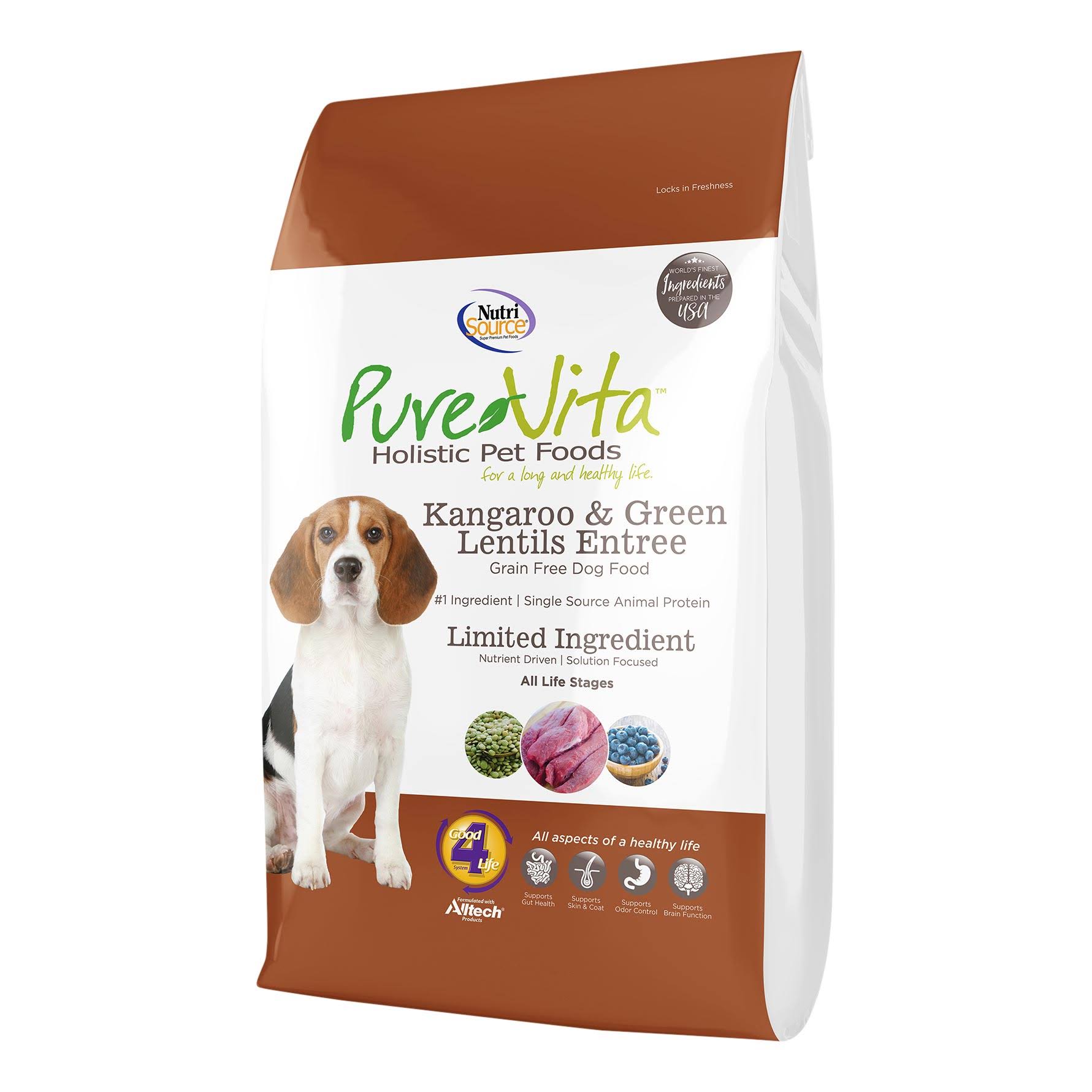 PureVita Grain-Free Kangaroo & Green Lentil Dry Dog Food, 5-lbs