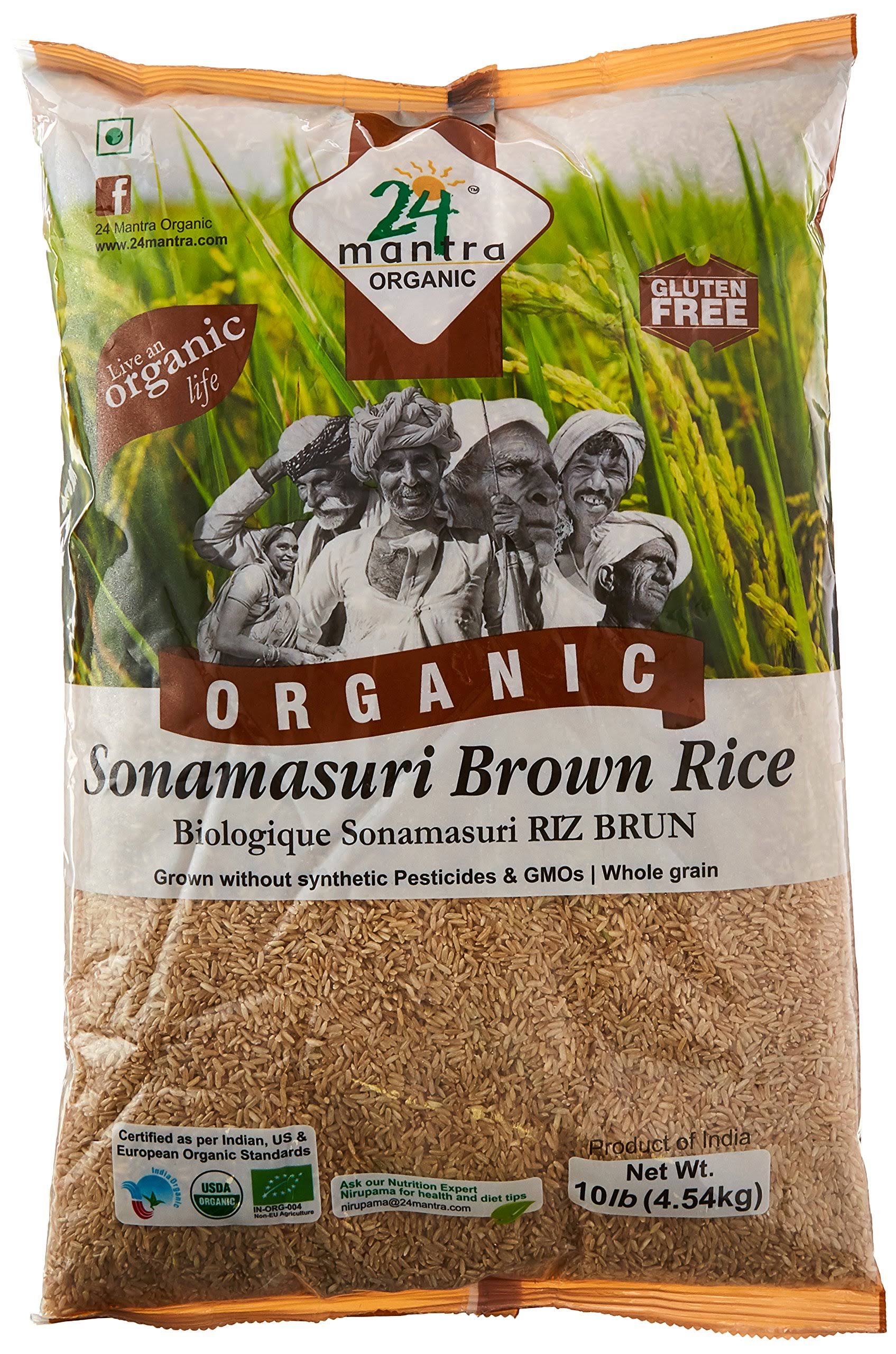 24 Letter Mantra Organic Brown Sonamasoori Rice - 10 lbs