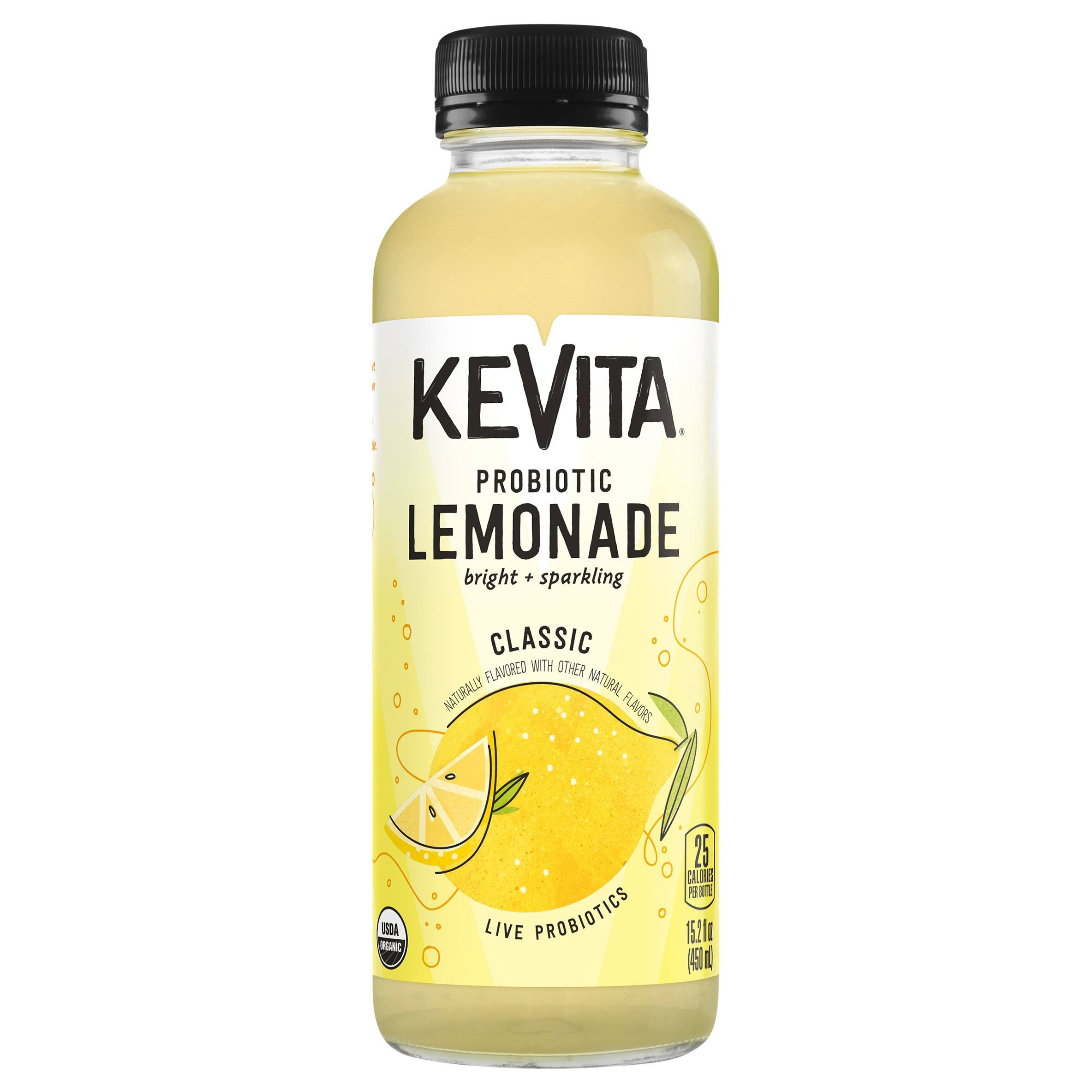 Kevita Lemonade, Sparkling Probiotic, Classic - 15.2 fl oz