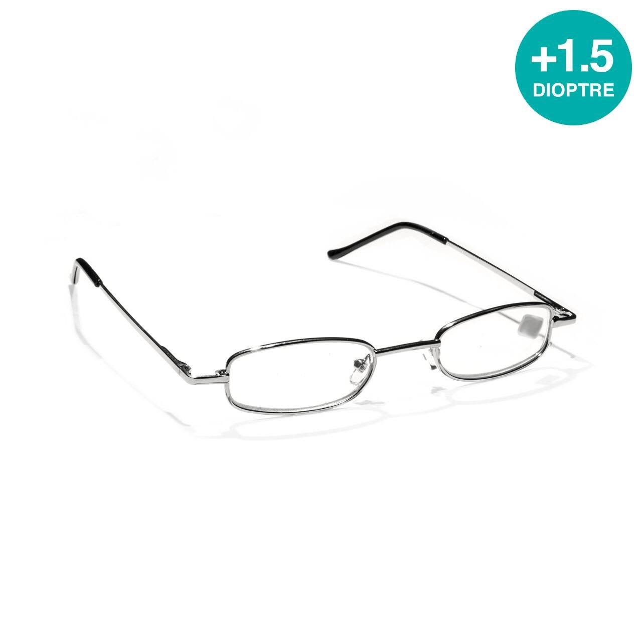 Safe & Sound Metal Frame Reading Glasses with Spring-hinged Temples, Dioptre +1.5, 4 cm x 2 cm