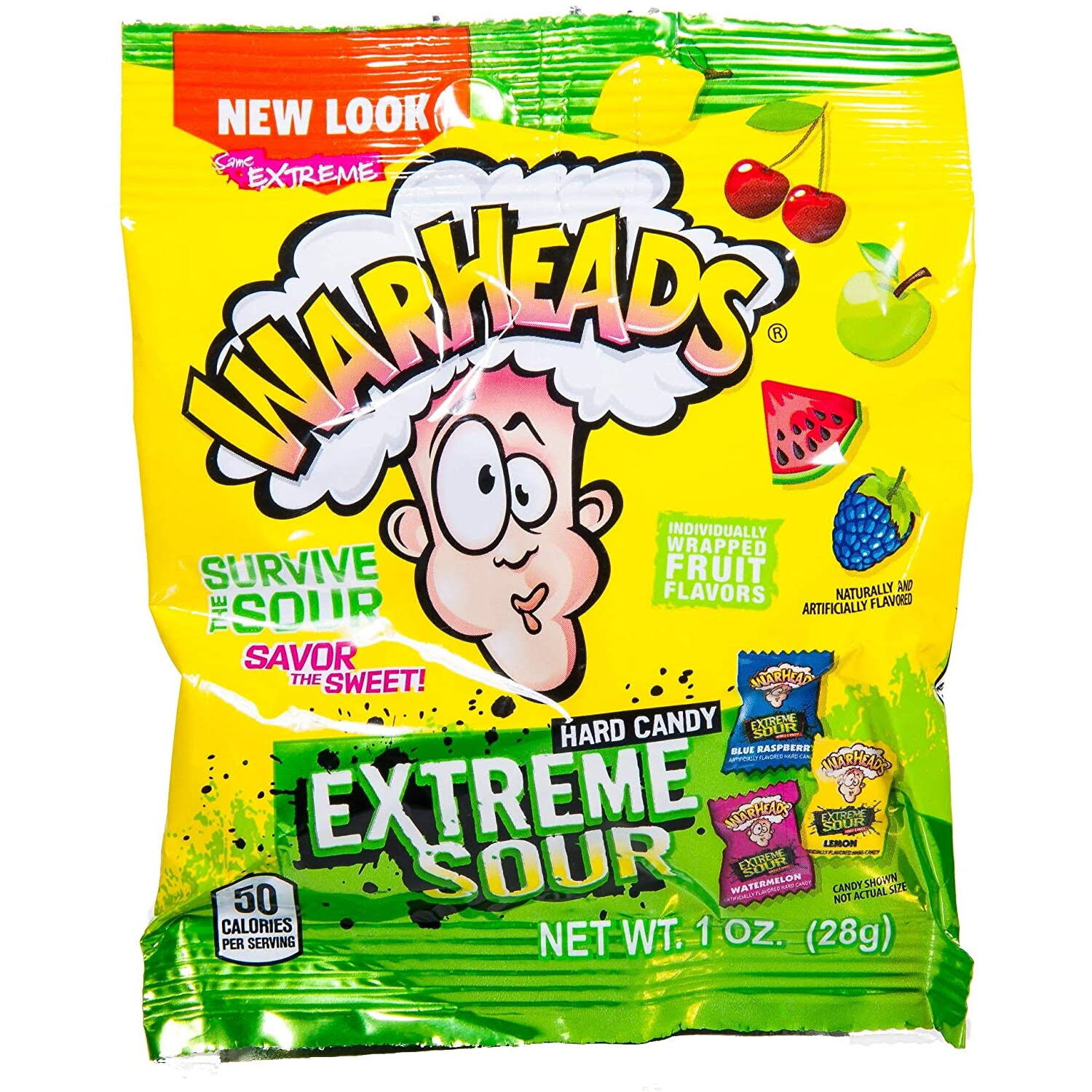 WarHeads Hard Candy, Extreme Sour, Assorted Flavors - 1 oz