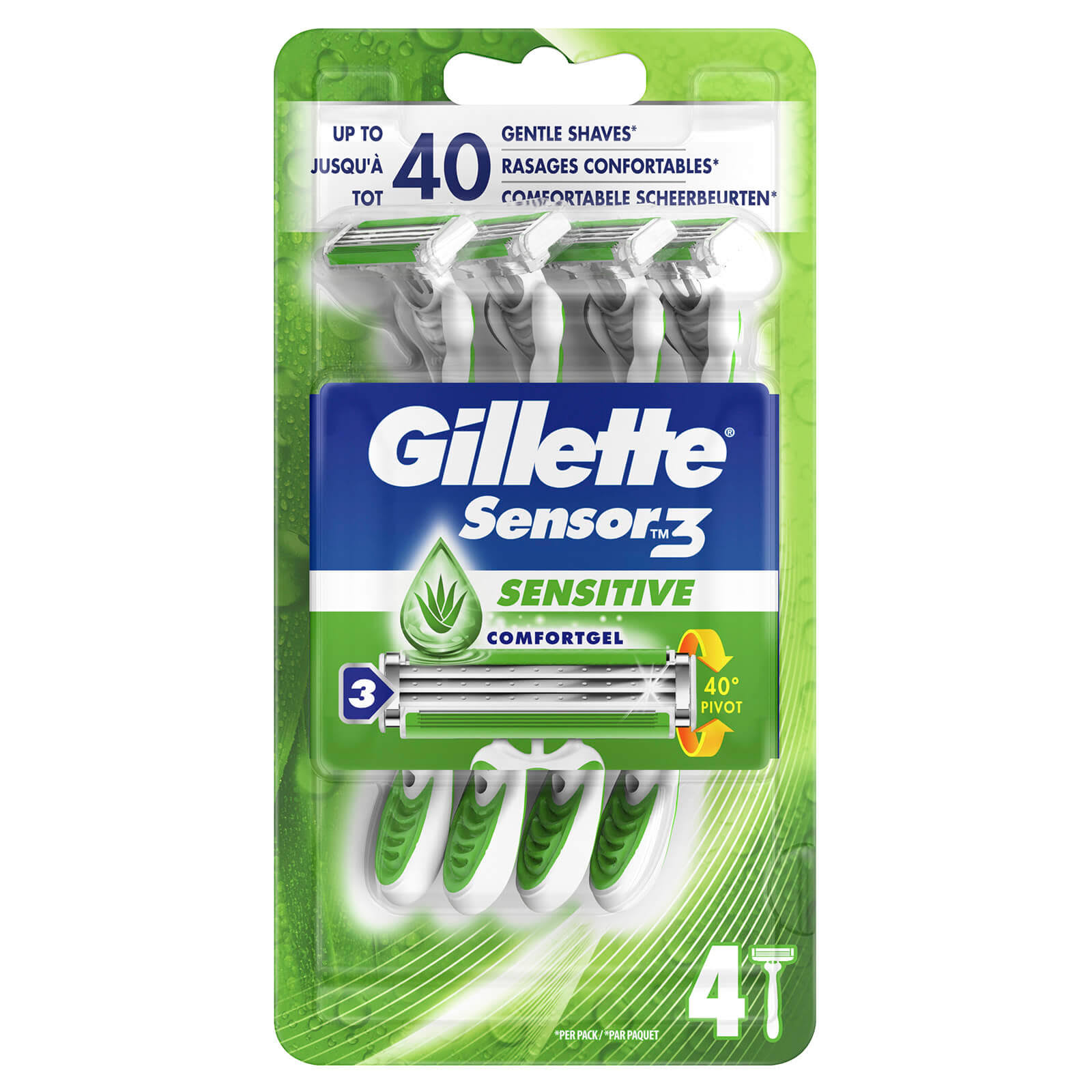 Gillette Sensor3 Men's Sensitive Disposable Razors - 4 Pack