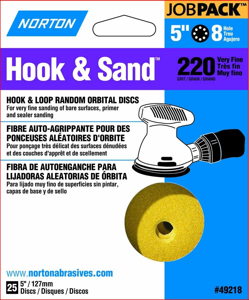 Norton P220 Hook and Loop Discs - 25pk, 5", 8 Hole