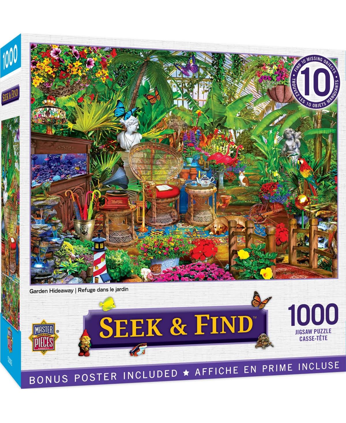 Masterpieces Puzzle Seek & Find Garden Hideaway Puzzle 1000 Piece Jigsaw Puzzle
