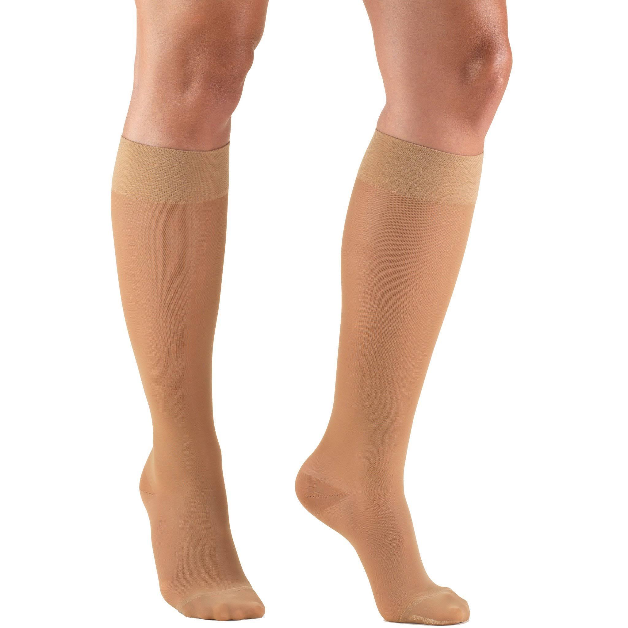 Truform Womens Sheer Knee High Compression Stockings - Beige, 2X-Large, 15-20mmHg