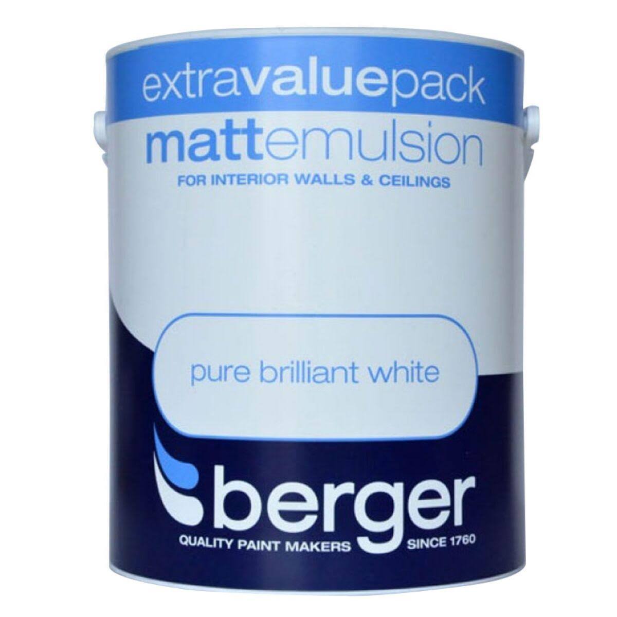 Berger Matt Emulsion Paint - Brilliant White, 3L