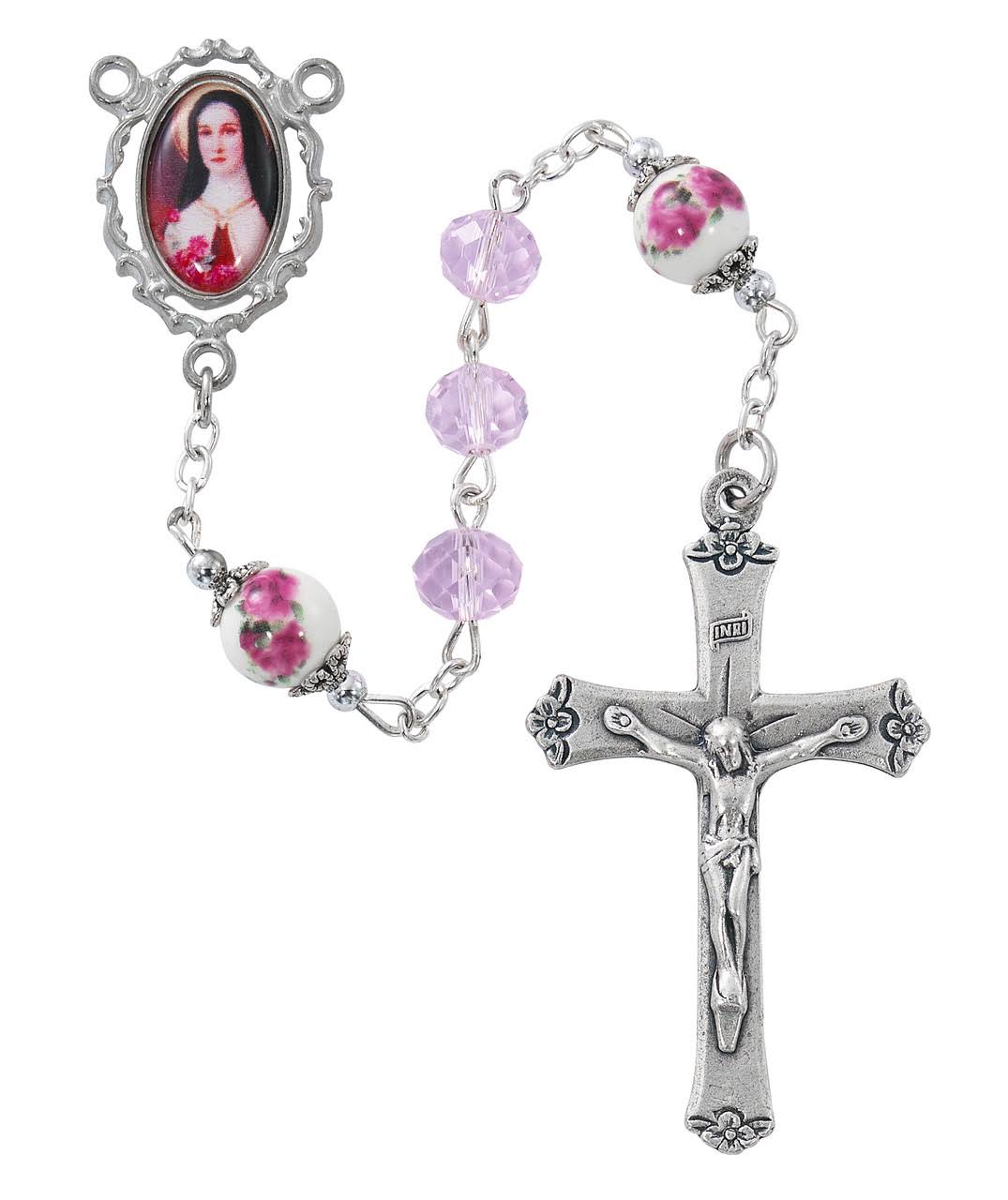 McVan R906F 8 mm St. Therese Boxed Rosary, Pink