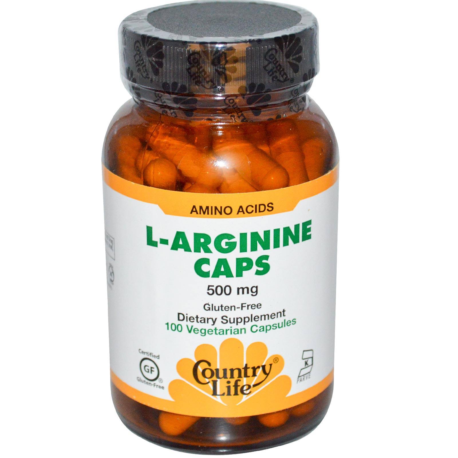 Country Life L-Arginine Caps 500mg Vegetarian Capsules - x100