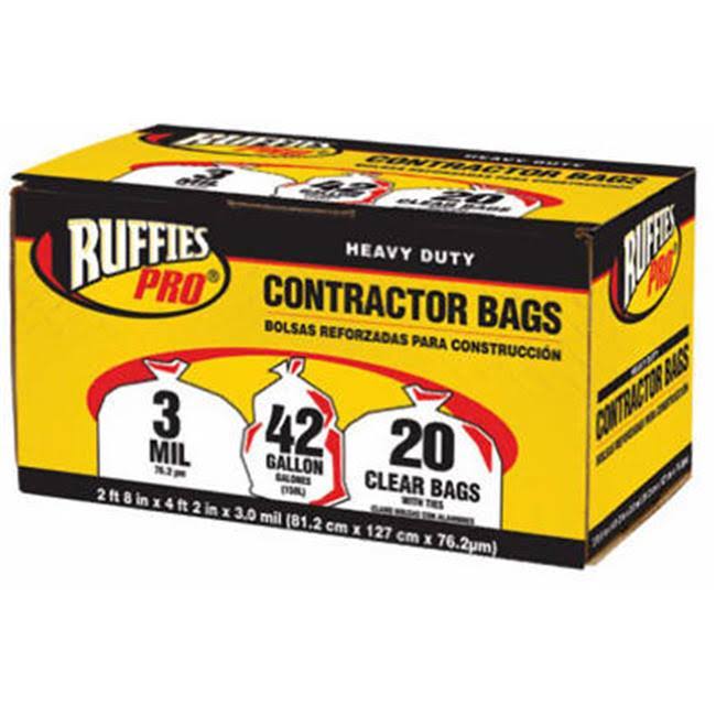 Berry Plastics Ruffies Pro Contractor Bags - 20 Clear Bags