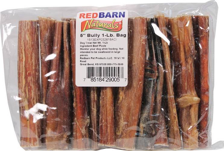 Redbarn pet products naturals bully stick dog treats - brown - 5inch/1poundbag