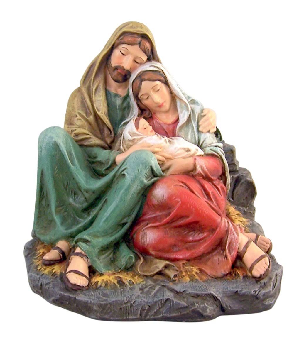 Sleeping Holy Family Figurine Resin Christmas Nativity Statue, 6 inch