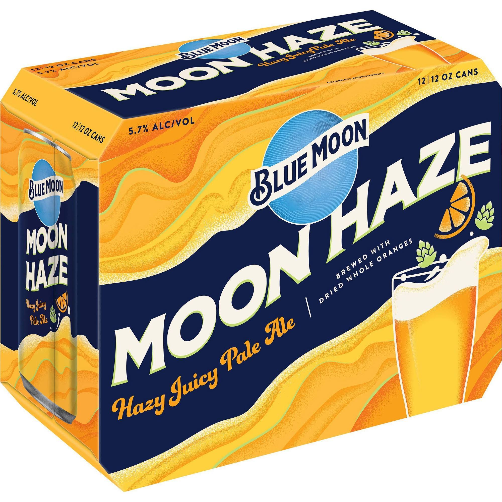 Blue Moon Beer, Hazy Juicy Pale Ale, Moon Haze - 12 pack, 12 oz cans
