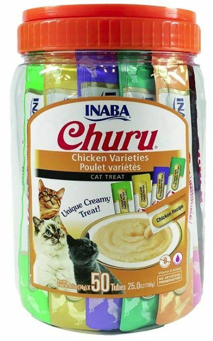 Inaba Churu Chicken Puree Cat Treat Variety Pack - 50-ct