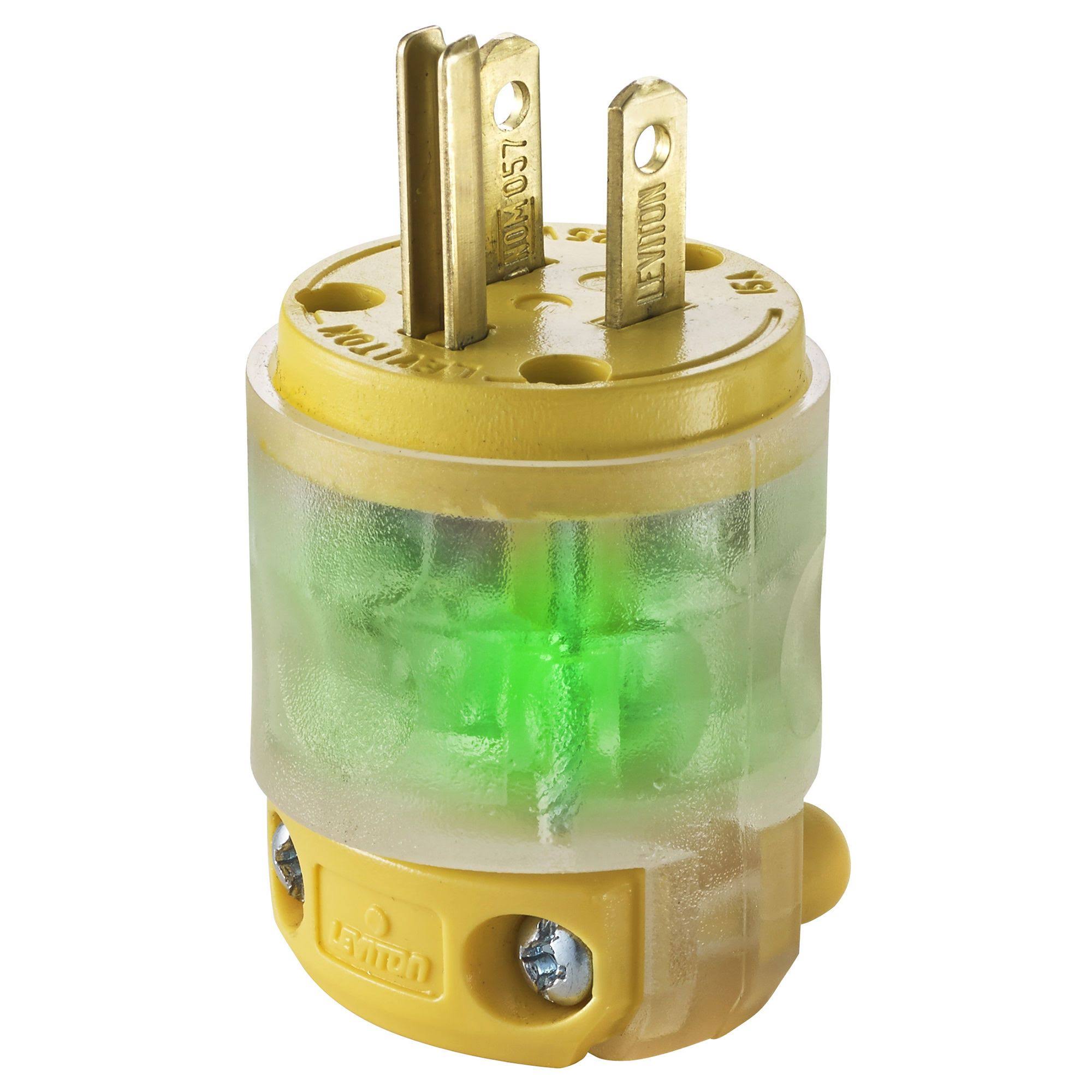 Leviton Lighted Plug - Green, 15A