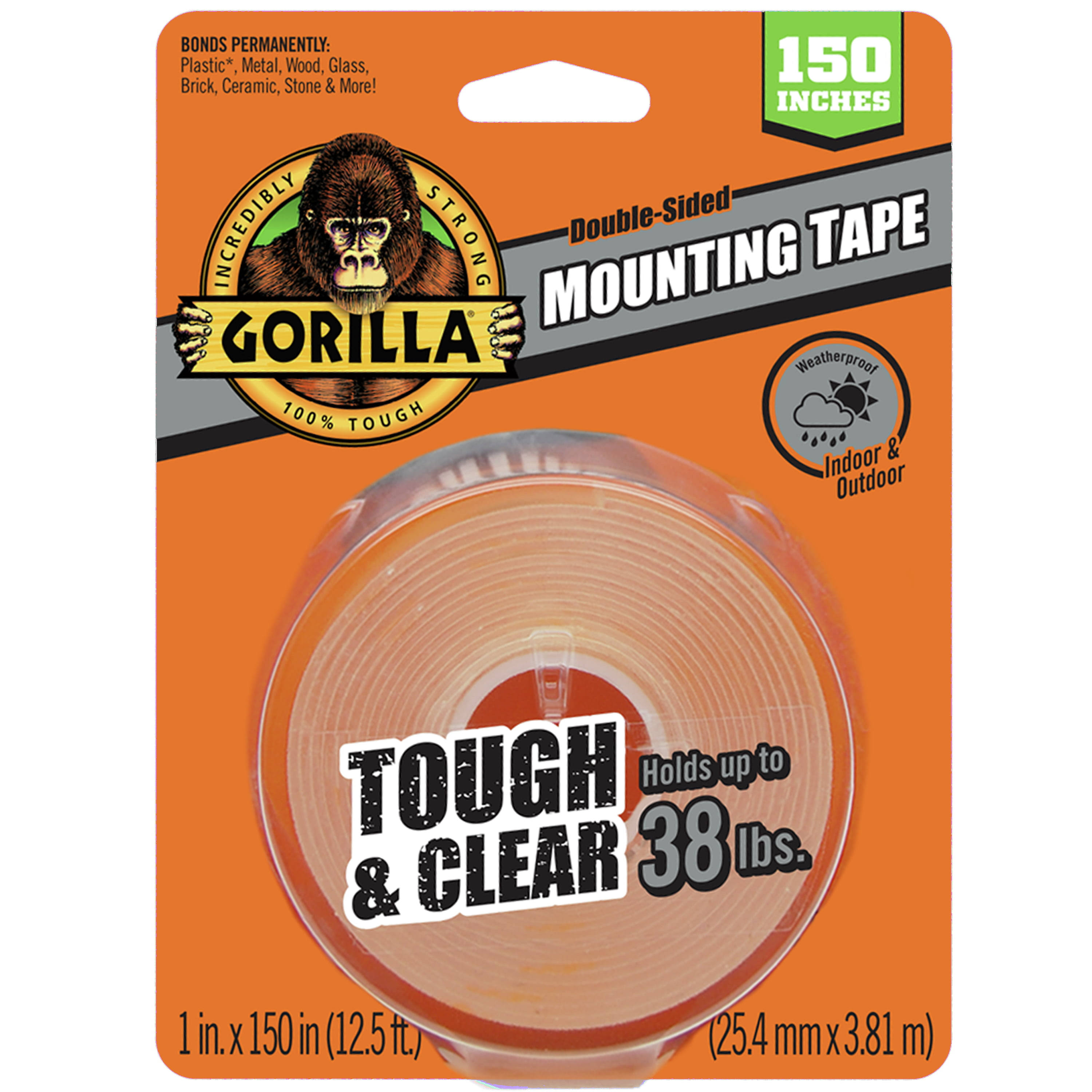 Gorilla 1 In. x 150 In. Tough & Clear Double-Sided Mounting Tape (38 Lb. Capacity) 6036002