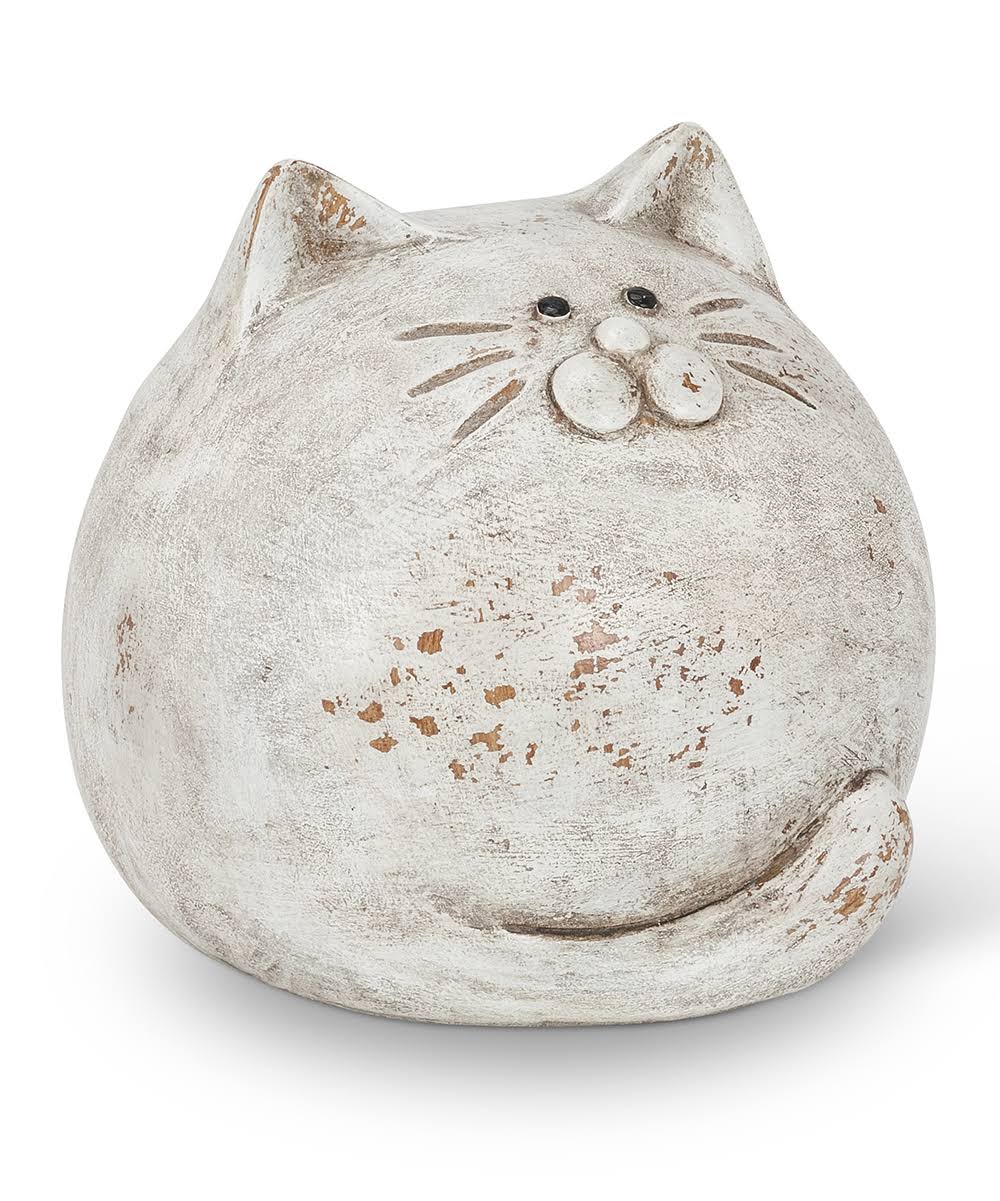 Abbott Antiqued White Round Ball Cat Décor One-Size