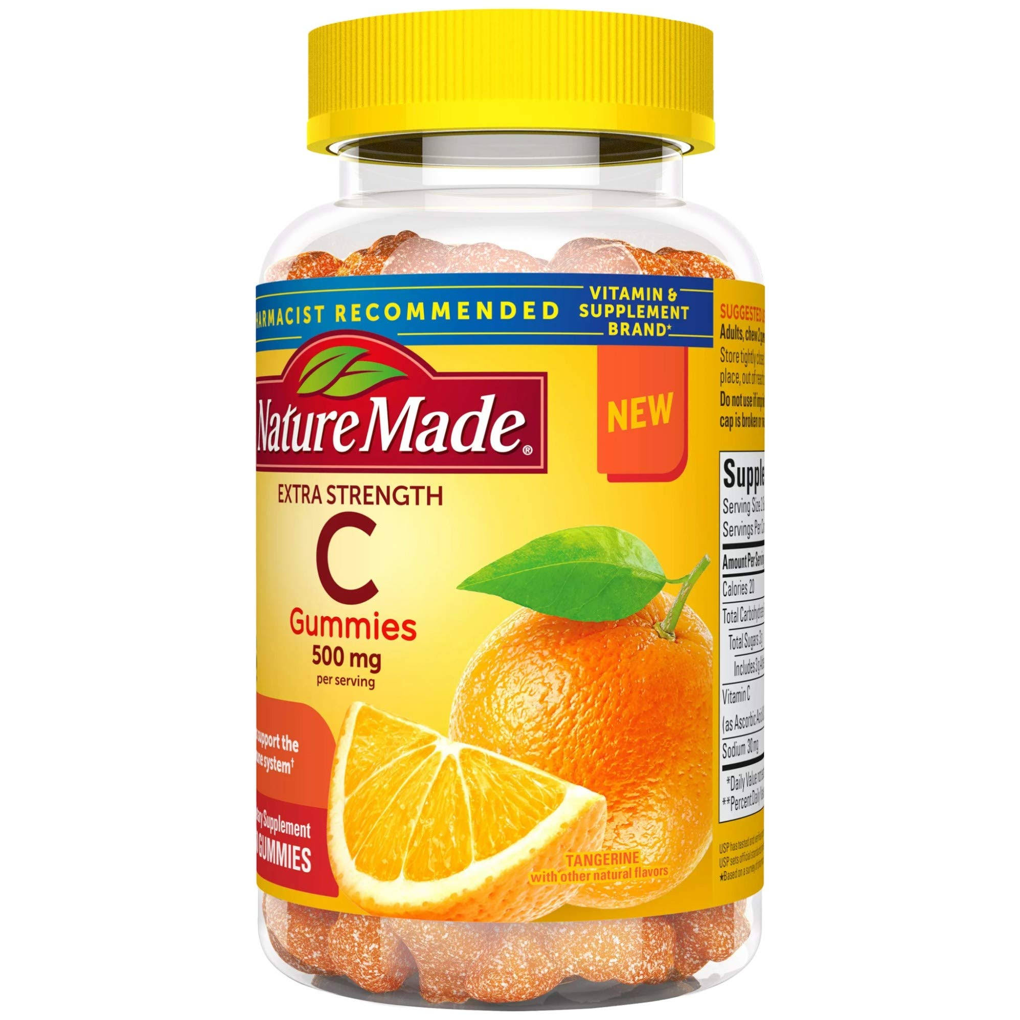 Nature Made Vitamin C, Extra Strength, 500 mg, Gummies, Tangerine - 60 gummies