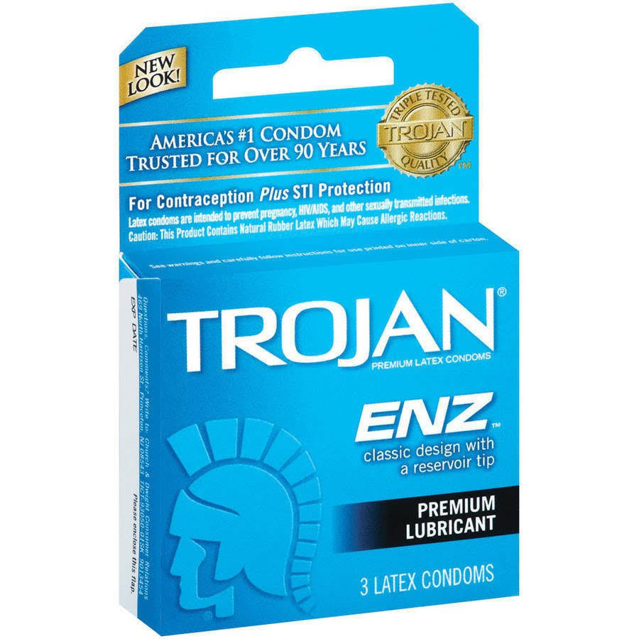 Trojan ENZ Premium Lubricant Latex Condoms - 3 ct