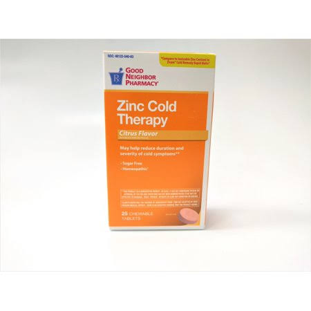 GNP Zinc Cold Therapy Citrus Flavored, 25 Chewable Tablets