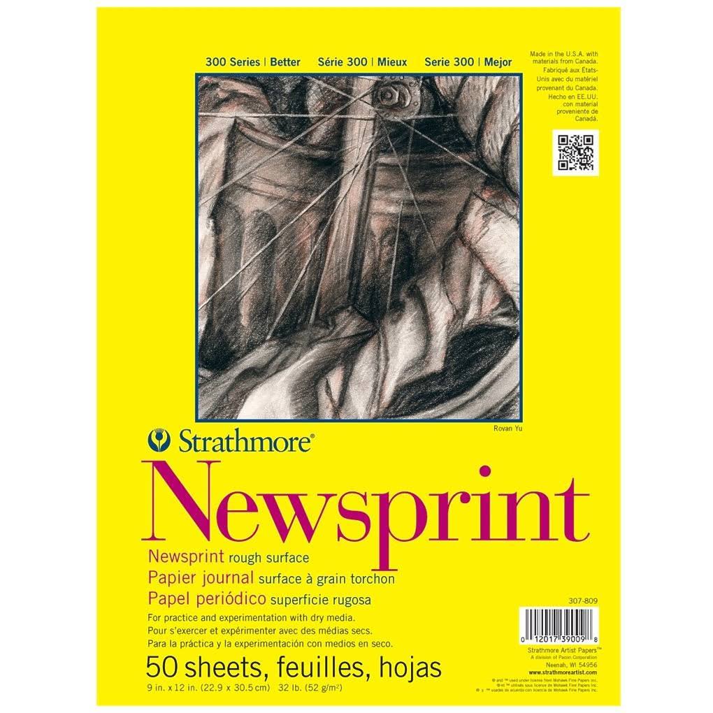 Strathmore ST307-824 24 in. x 36 in. Rough Surface 300 Series Tape Bound Newsprint Pad - 50 Sheets
