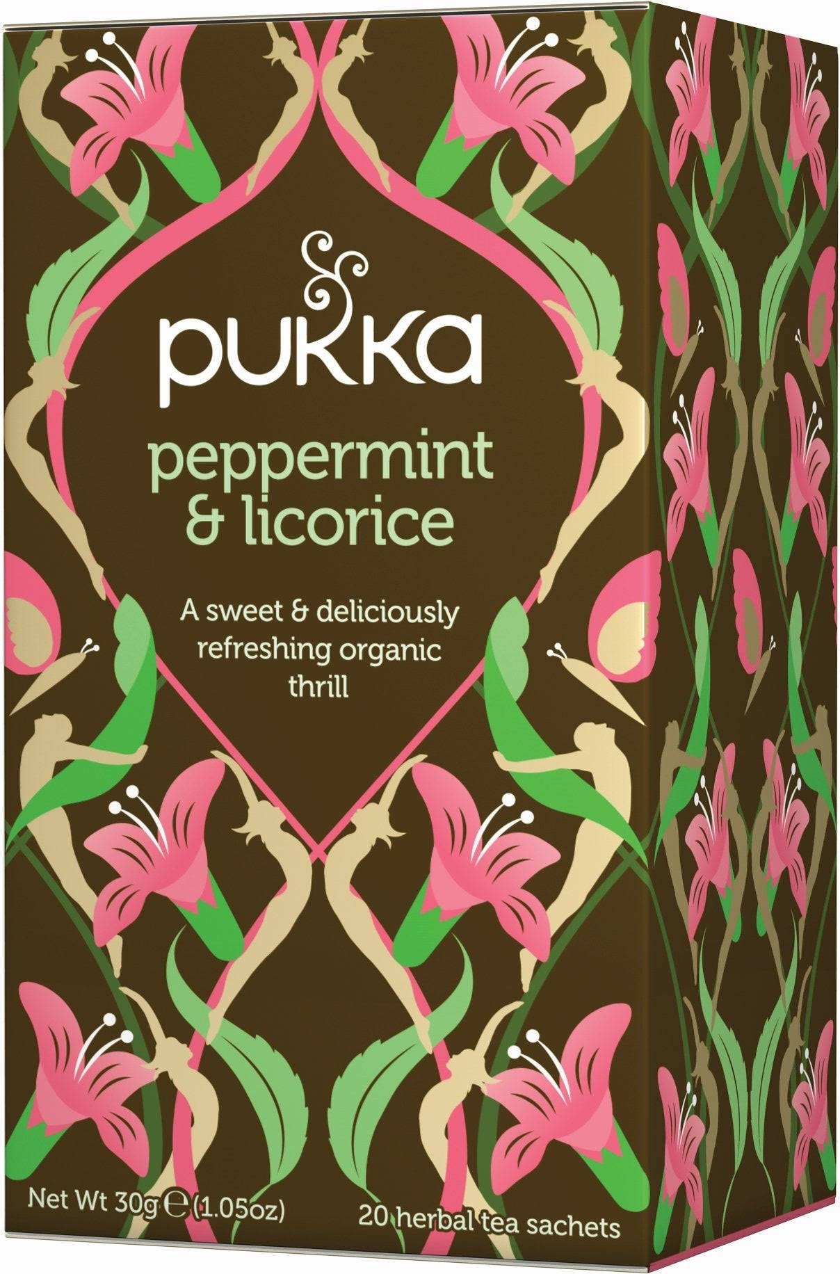 Pukka Herbs Organic Herbal Tea - Peppermint & Licorice, 20 Tea Sachets, 30g