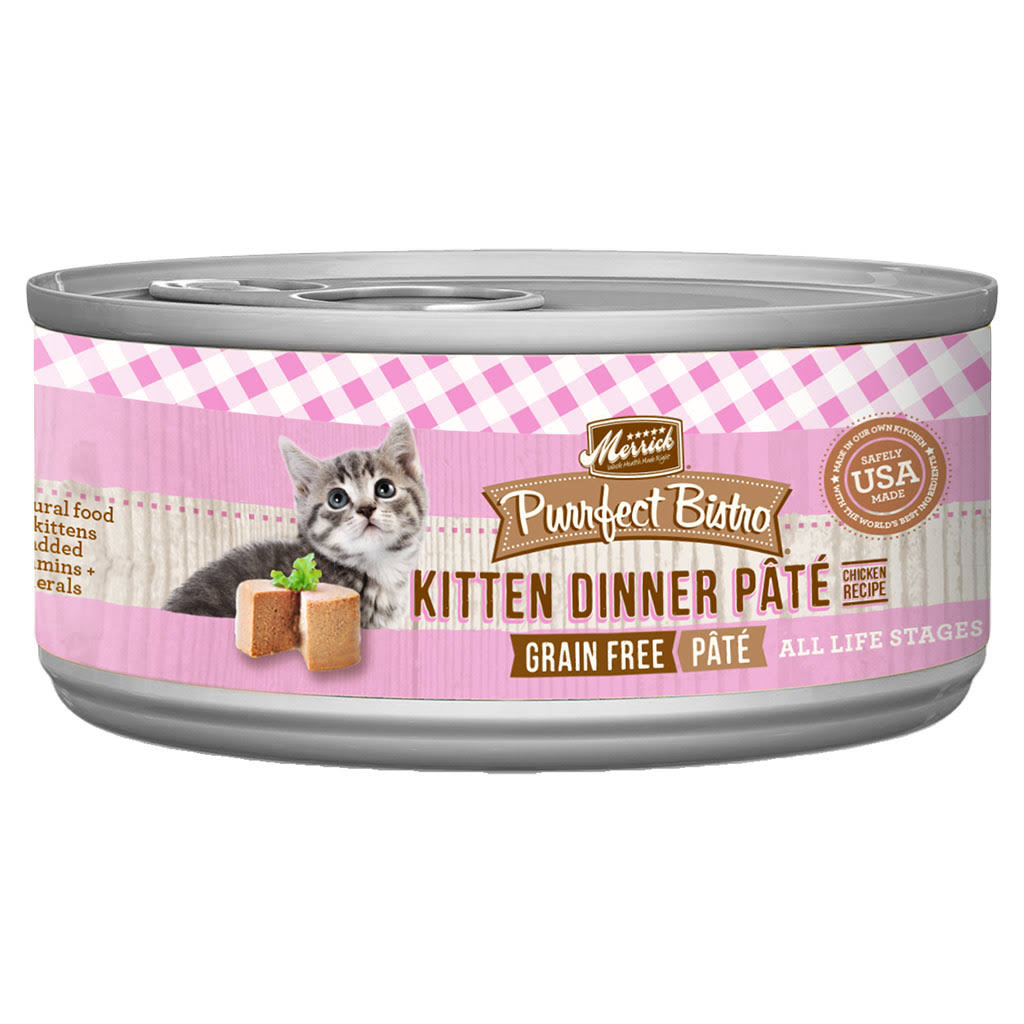 Merrick Purrfect Bistro Grain-Free Kitten Dinner Pate Canned Cat Food, 3-oz