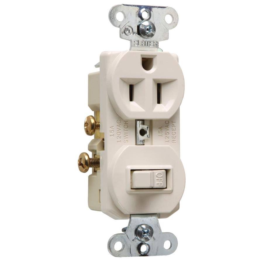 Pass and Seymour Combination Single Pole Switch Receptacle Light - Almond, 15 Amp, 120V