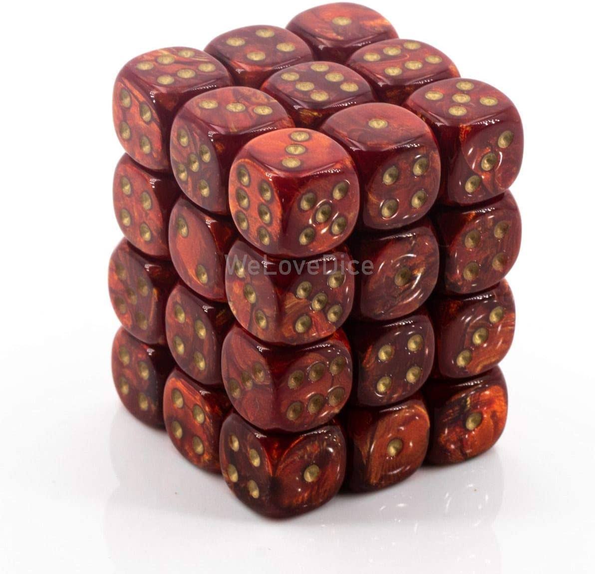 Chessex 12 mm D6 Dice Block: Scarab Scarlet / Gold