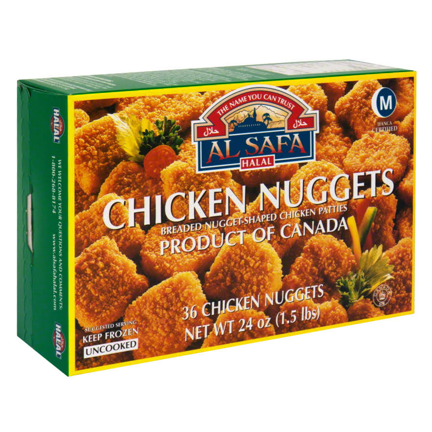 Al Safa Halal Chicken Nuggets, Uncooked - 36 chicken nuggets, 24 oz