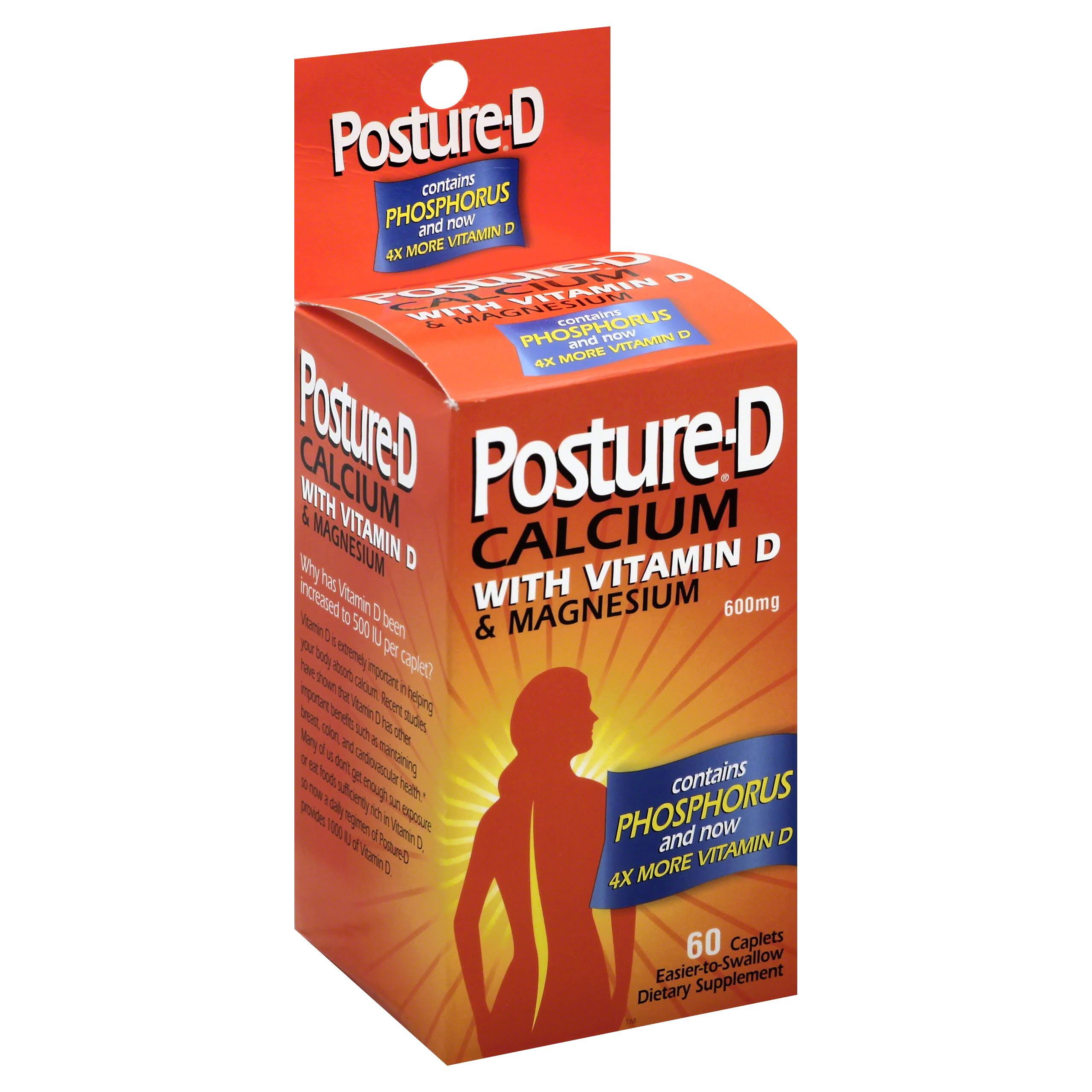 Posture D Calcium, with Vitamin D & Magnesium, 600 mg, Caplets - 60 caplets