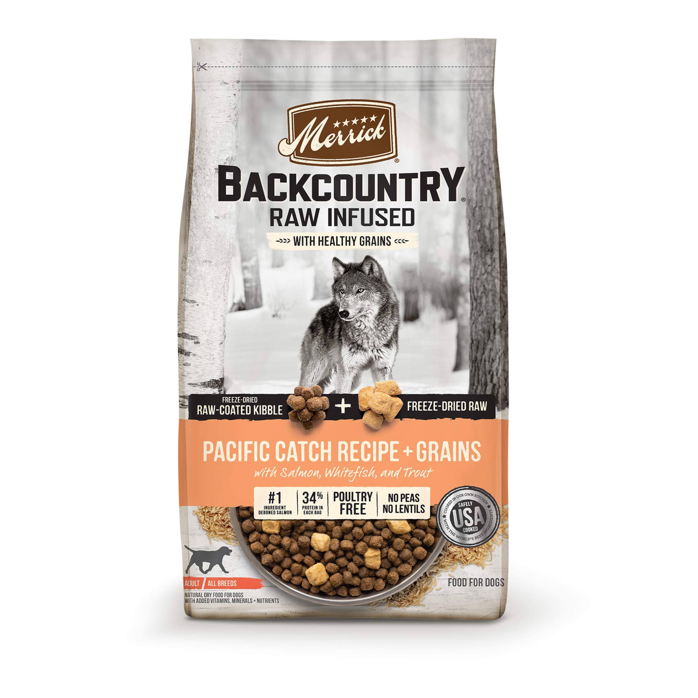Merrick Backcountry Raw Infused Pacific Catch Recipe with Healthy Grains Dry Dog Food, 10 lbs.