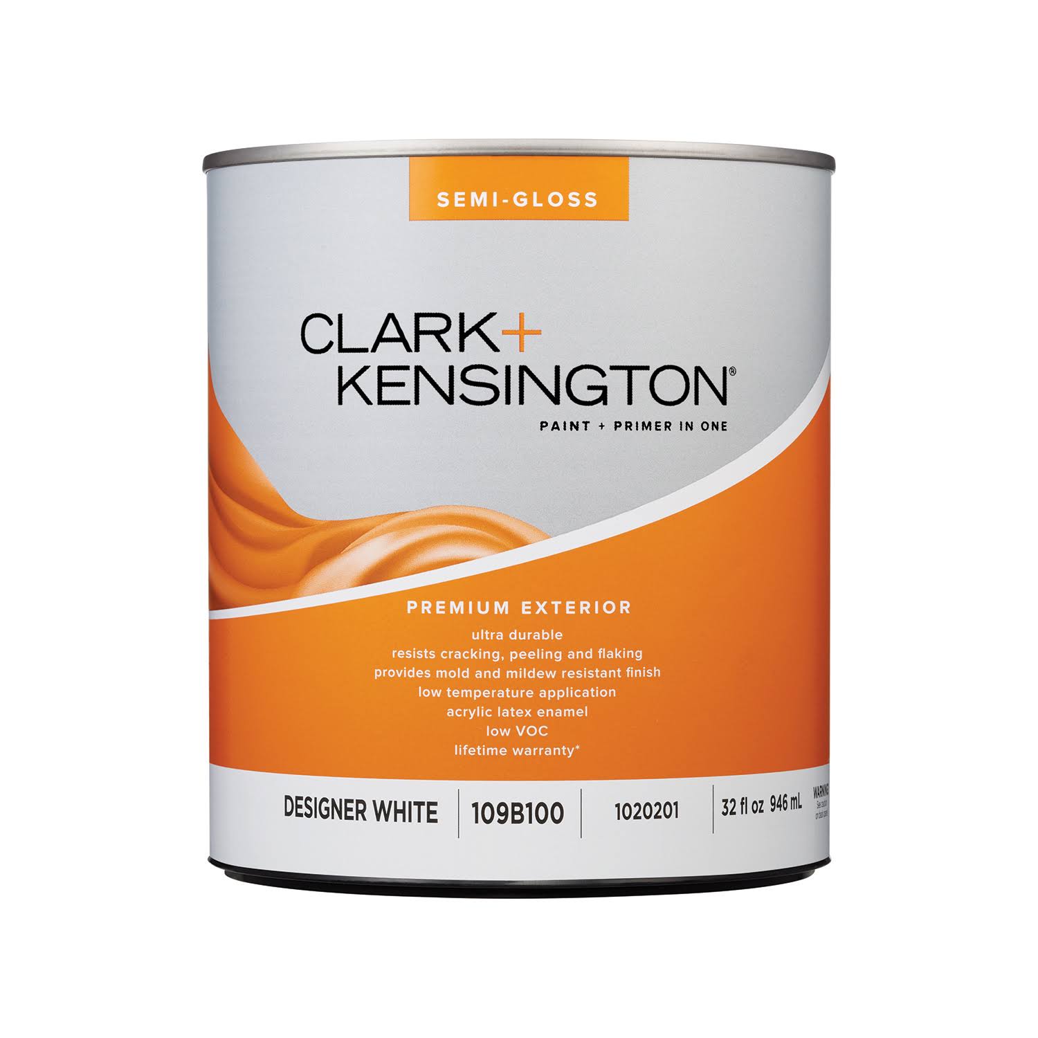 Clark+kensington Semi-Gloss Designer White Premium Paint Exterior 1 qt