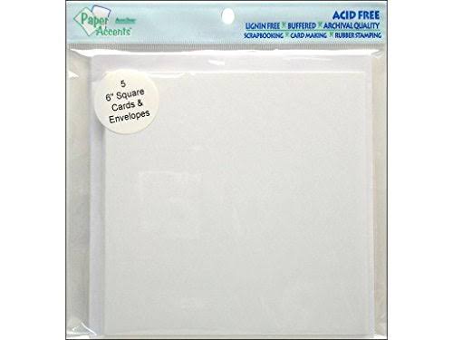 Paper Accents Blank Card and Envelopes - White, 6" x 6", 5pc