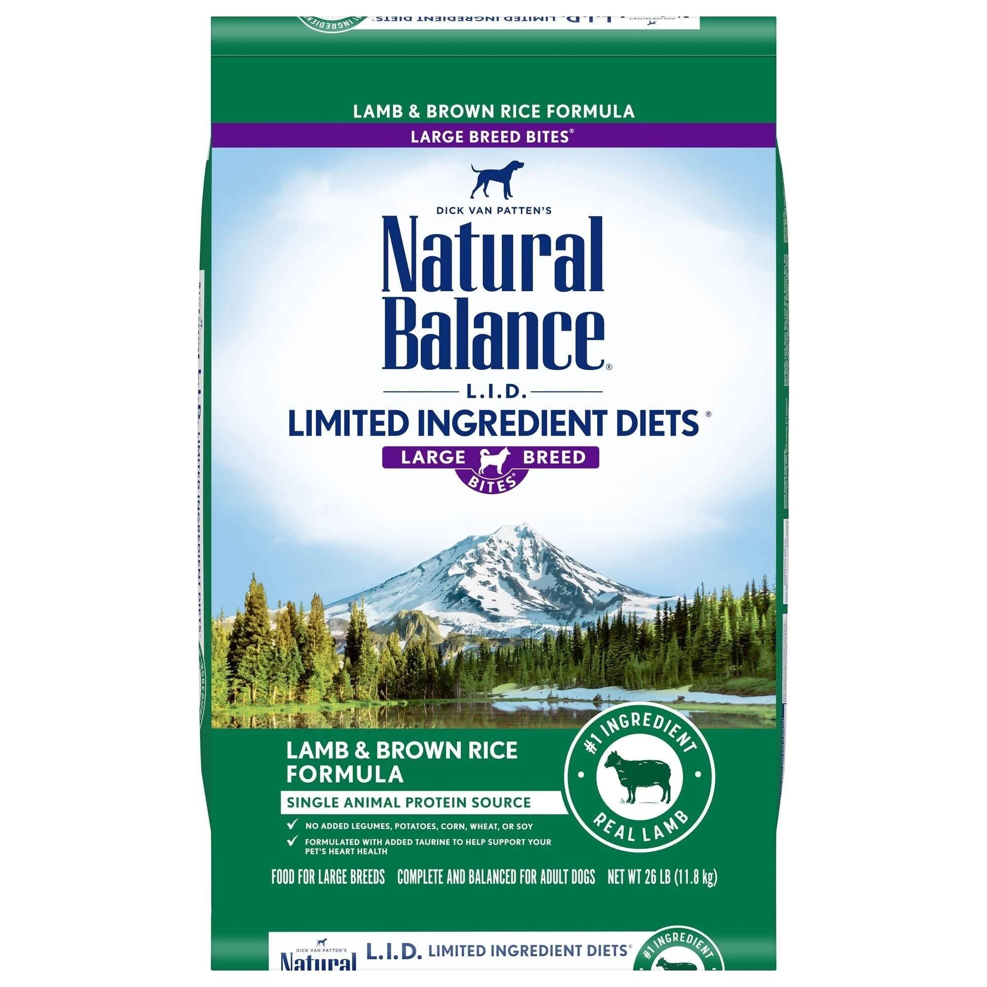 Natural Balance Limited Ingredient Diets Large Breed Bites Dog Food, Lamb & Brown Rice Formula - 26 lb