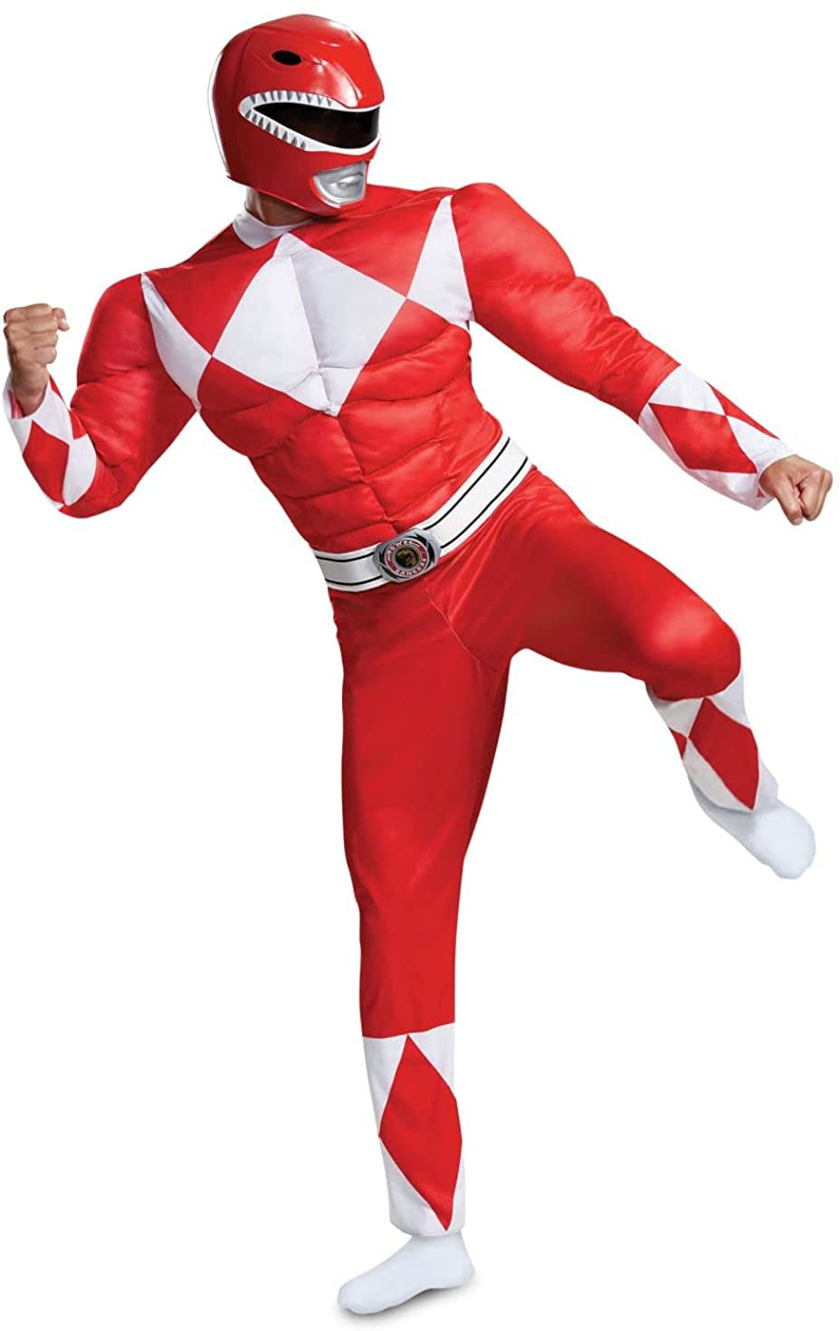 Adult Power Rangers Red Ranger Muscle Costume | Adult | Mens | Red/White | XL | Disguise