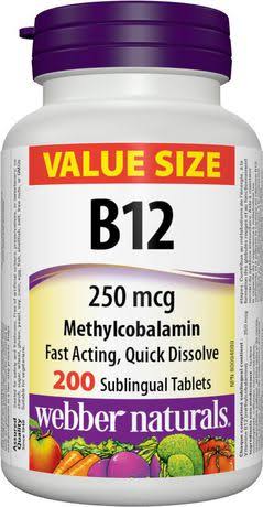 Webber Vitamin B12 Methylcobalamin 250 mcg Sublingual Tablets 200.0 Tab