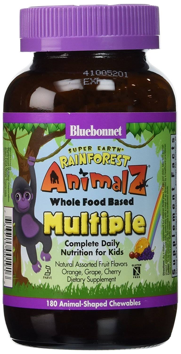 Bluebonnet Super Earth Rainforest Animalz Whole Food Based Multiple Animal Shaped Chewables - x180, Assorted Fruit Flavors