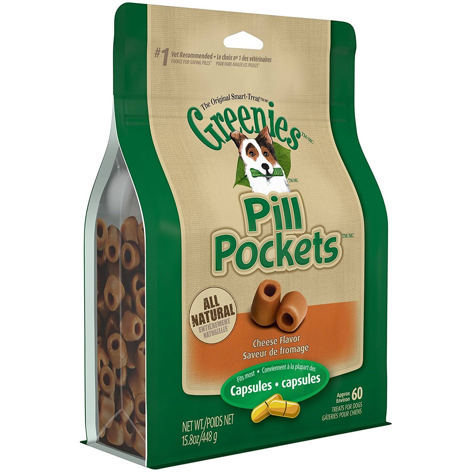 Greenies Pill Pockets Cheese Flavor for Dogs 15.8oz 60ct Capsules