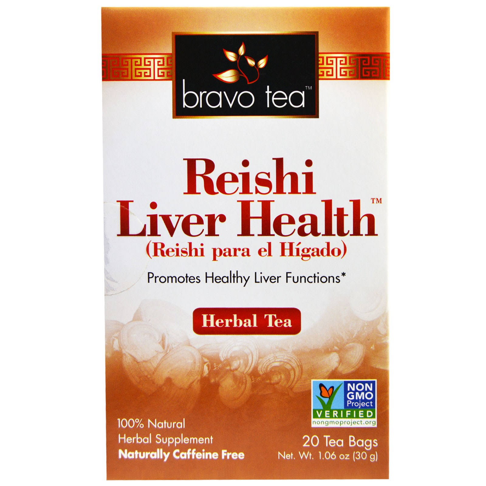 Bravo Tea Reishi Liver Health Herbal Tea - 20 Tea Bags, 30g