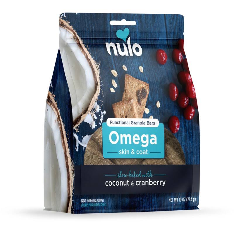 Nulo Functional Granola Bar Omega Skin & Coat Dog Treats Coconut & Cranberry 10 oz